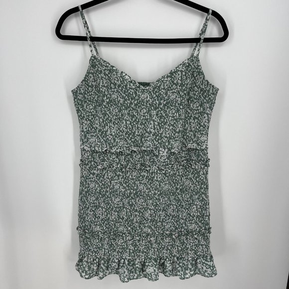 Abercrombie & Fitch Dresses & Skirts - Abercrombie & Fitch Smocked Mini Dress Size XXL Green Pattern Ruffle Romantic